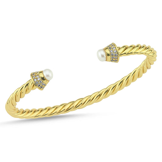 Golden Pearl Cuff Bracelet