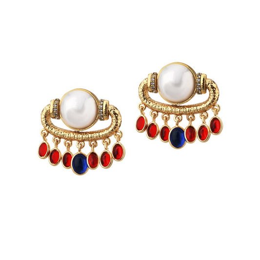 Shaking Pearl Earring blue red